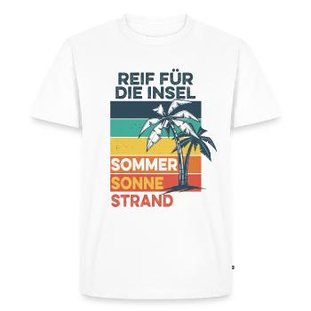 Mature pour l’île - Été, soleil, plage - T-shirt Premium bio Homme - blanc - Devant - Nico (187cm)