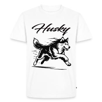 Husky cool – Fort, loyal et plein d’énergie - T-shirt Premium bio Homme - blanc - Devant - Nico (187cm)