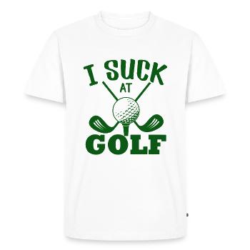 Funny golfer saying: I suck at golf - Men's Premium Organic T-Shirt - white - Front - Nico (187cm)