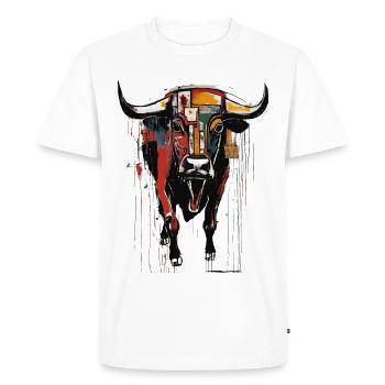 T-shirt Sweat Bold Bull Art » - T-shirt Premium bio Homme - blanc - Devant - Nico (187cm)