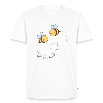 Cute Happy to Bee with You, Bee Puns - Men's Premium Organic T-Shirt - white - Front - Nico (187cm)