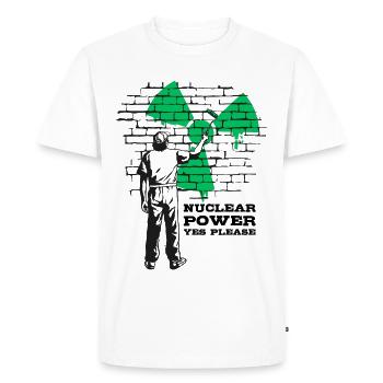 Nuclear Power Yes Please, Yes to Nuclear Energy - Men's Premium Organic T-Shirt - white - Front - Nico (187cm)