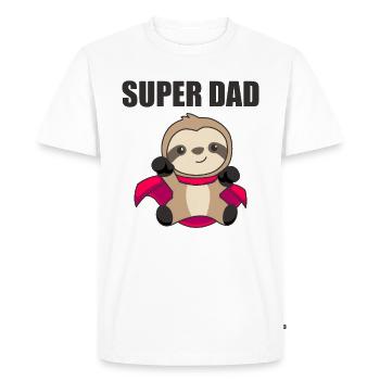 Super Dad hero funny sloth dad - Men's Premium Organic T-Shirt - white - Front - Nico (187cm)
