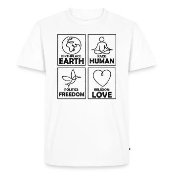 Birthplace Earth Race Man Love - Men's Premium Organic T-Shirt - white - Front - Nico (187cm)