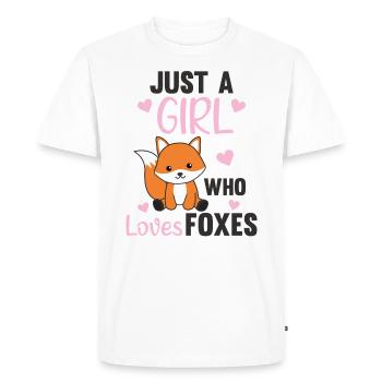 Only a girl the fox loves fox - Men's Premium Organic T-Shirt - white - Front - Nico (187cm)