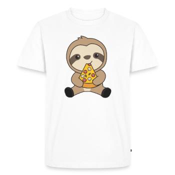 Funny Pizza Sloth Pizzas Fast Food Cute Animals - Men's Premium Organic T-Shirt - white - Front - Nico (187cm)