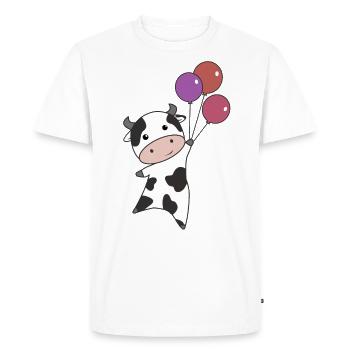 Veau de vache vole ballons animaux mignons - T-shirt Premium bio Homme - blanc - Devant - Nico (187cm)