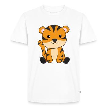 Chat prédateur tigre doux animaux pour enfants - T-shirt Premium bio Homme - blanc - Devant - Nico (187cm)