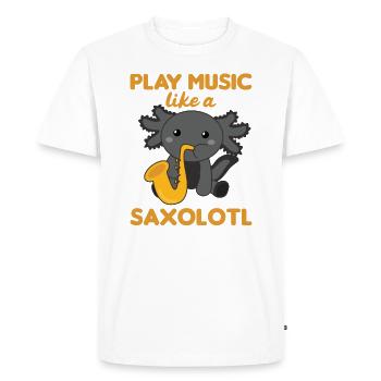 Saxolotl plays saxophone music a sweet axolotl - Men's Premium Organic T-Shirt - white - Front - Nico (187cm)