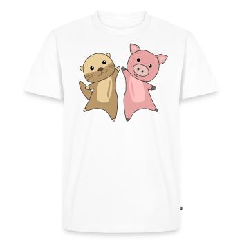 Otter porc doux animaux pour enfants amis des animaux - T-shirt Premium bio Homme - blanc - Devant - Nico (187cm)