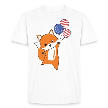 Le renard vole ballons USA en haut doux animaux renards - T-shirt Premium bio Homme - blanc - Devant - Nico (187cm)