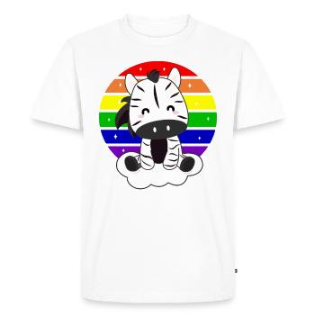 Zèbre sur les animaux magiques de nuage arc-en-ciel - T-shirt Premium bio Homme - blanc - Devant - Nico (187cm)