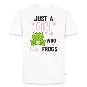 Juste une fille qui aime Frogs grenouilles - T-shirt Premium bio Homme - blanc - Devant - Nico (187cm)