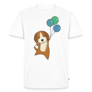 Le chien de Beagle s’envole avec des ballons - T-shirt Premium bio Homme - blanc - Devant - Nico (187cm)