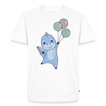 Dino vole avec des ballons de doux dinosaures animaux - T-shirt Premium bio Homme - blanc - Devant - Nico (187cm)