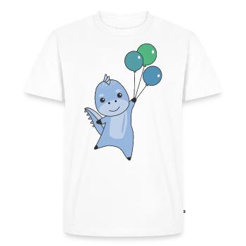 Dino vole avec des ballons de doux dinosaures animaux - T-shirt Premium bio Homme - blanc - Devant - Nico (187cm)