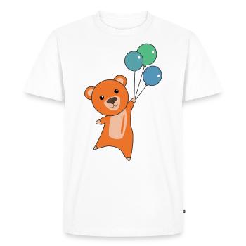 L’ours orange vole avec des ballons animaux mignons ours - T-shirt Premium bio Homme - blanc - Devant - Nico (187cm)