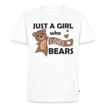 Seulement une fille qui aime l’ours - doux ours - T-shirt Premium bio Homme - blanc - Devant - Nico (187cm)
