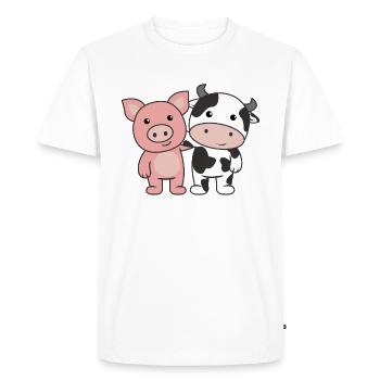 Porc vache cochons animaux mignons - T-shirt Premium bio Homme - blanc - Devant - Nico (187cm)