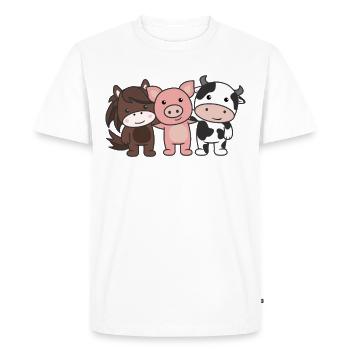 vache cheval porc ferme animaux doux - T-shirt Premium bio Homme - blanc - Devant - Nico (187cm)