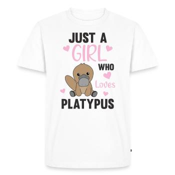 Seule une fille le bec aime les animaux doux - T-shirt Premium bio Homme - blanc - Devant - Nico (187cm)