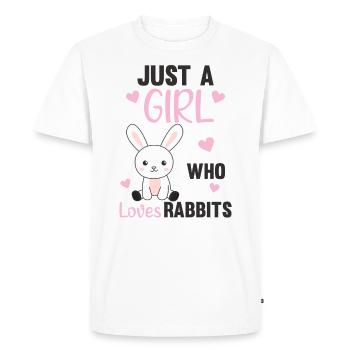 Juste une fille qui aime le lièvre - lapin mignon - T-shirt Premium bio Homme - blanc - Devant - Nico (187cm)