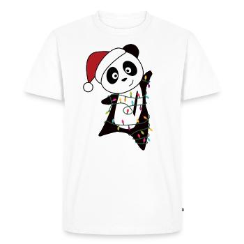 Panda Noël Neige Hiver Animaux Pandas - T-shirt Premium bio Homme - blanc - Devant - Nico (187cm)