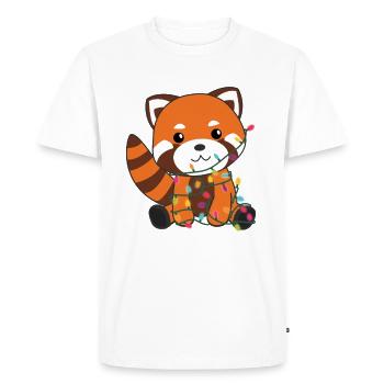 Panda roux Neige neige Animaux d’hiver Pandas - T-shirt Premium bio Homme - blanc - Devant - Nico (187cm)