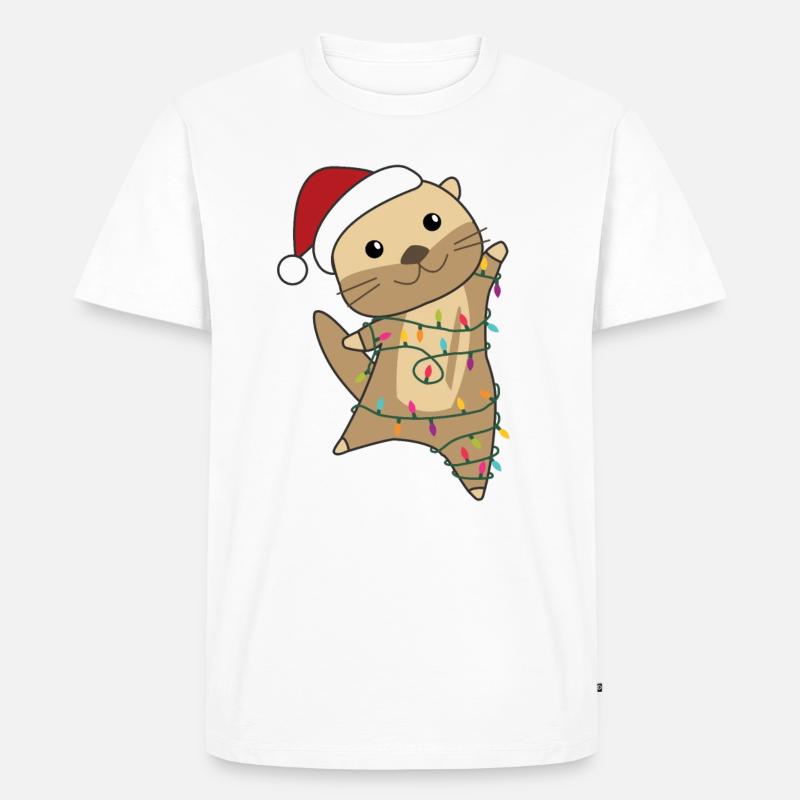 Utter jul snö vinterdjur utter - Ekologisk premium-T-shirt herr - vit