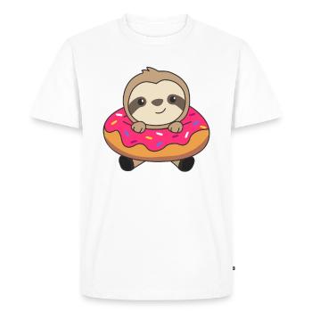 Mignon paresseux drôles d’animaux en rose beignet - T-shirt Premium bio Homme - blanc - Devant - Nico (187cm)