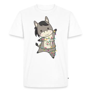 Ânes Noël Ânes Animaux d’hiver - T-shirt Premium bio Homme - blanc - Devant - Nico (187cm)