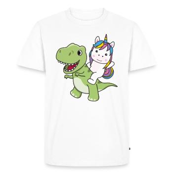 Unicorn rides on Trex sweet dinosaur with unicorns - Men's Premium Organic T-Shirt - white - Front - Nico (187cm)