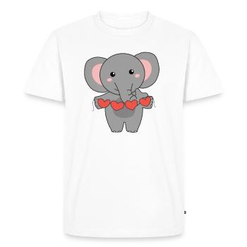 Éléphant pour la Saint-Valentin doux animaux avec des cœurs - T-shirt Premium bio Homme - blanc - Devant - Nico (187cm)