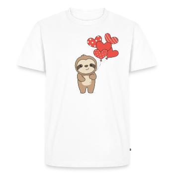 Paresseux animaux mignons avec des cœurs coeur d’animal préféré - T-shirt Premium bio Homme - blanc - Devant - Nico (187cm)