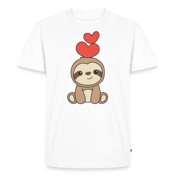 Paresseux animaux mignons avec des cœurs coeur d’animal préféré - T-shirt Premium bio Homme - blanc - Devant - Nico (187cm)
