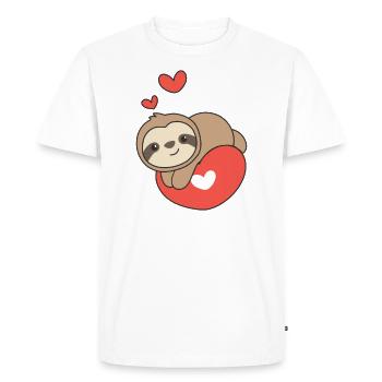 Paresseux animaux mignons avec des cœurs coeur d’animal préféré - T-shirt Premium bio Homme - blanc - Devant - Nico (187cm)