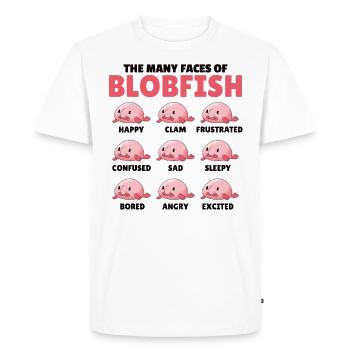 les nombreux visages de Blobfish drôles de sentiments - T-shirt Premium bio Homme - blanc - Devant - Nico (187cm)