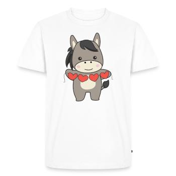 Ânes pour la Saint-Valentin doux animaux avec des cœurs - T-shirt Premium bio Homme - blanc - Devant - Nico (187cm)