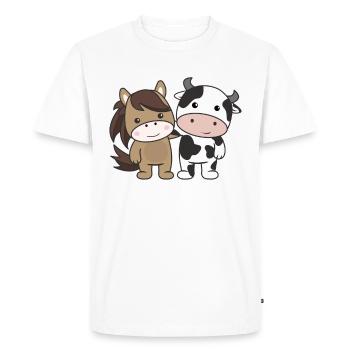 Cheval Vache Amoureux des animaux Animaux mignons pour les enfants Chevaux - T-shirt Premium bio Homme - blanc - Devant - Nico (187cm)