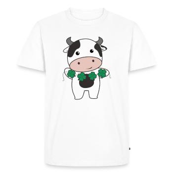 Cow with shamrocks cute animals for happiness - Men's Premium Organic T-Shirt - white - Front - Nico (187cm)
