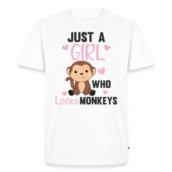 Just a girl who loves monkeys - sweet monkey - Men's Premium Organic T-Shirt - white - Front - Nico (187cm)