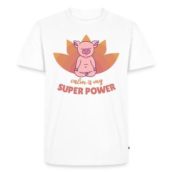 Pig Yoga cochons doux calme est mon super pouvoir - T-shirt Premium bio Homme - blanc - Devant - Nico (187cm)