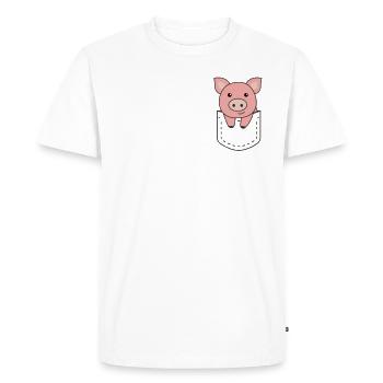 Pig in pocket cute pigs in breast pocket - Men's Premium Organic T-Shirt - white - Front - Nico (187cm)