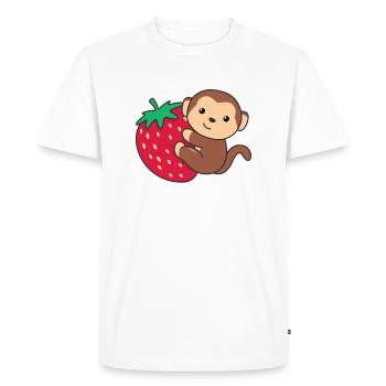 Singe aux fraises singes doux aux fruits - T-shirt Premium bio Homme - blanc - Devant - Nico (187cm)