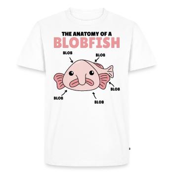 Blobfish Explication Anatomie d’un Blobfish - T-shirt Premium bio Homme - blanc - Devant - Nico (187cm)