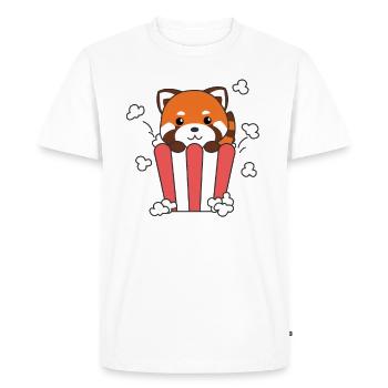 Red Panda Popcorn Time funny pun - Men's Premium Organic T-Shirt - white - Front - Nico (187cm)