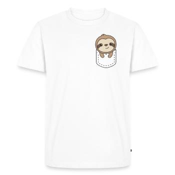 Sloth in pocket cute sloths in chest pocket - Men's Premium Organic T-Shirt - white - Front - Nico (187cm)