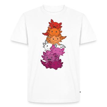 Drapeau lesbien Gay Pride LGBTQ Axolotl - T-shirt Premium bio Homme - blanc - Devant - Nico (187cm)