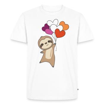 Drapeau lesbien Gay Pride LGBTQ Heart Sloth - T-shirt Premium bio Homme - blanc - Devant - Nico (187cm)