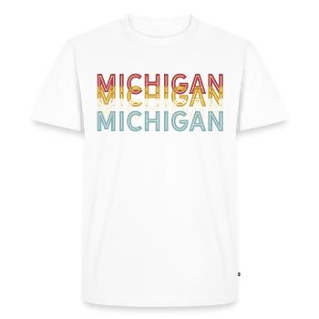US 70s Retro State Vintage Michigan - T-shirt Premium bio Homme - blanc - Devant - Nico (187cm)